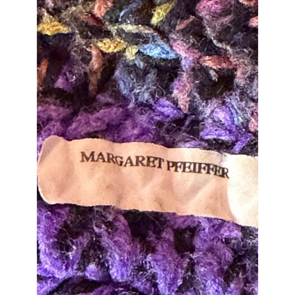 Handmade Vintage Crochet Blanket/Throw Fringed Afghan Beautiful Colorful 75